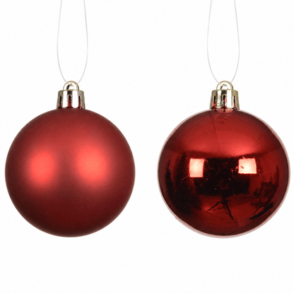 Christmas  -  KAEMIN 021627 PACK OF 12 RED BAUBLES 6CM  -  60487476