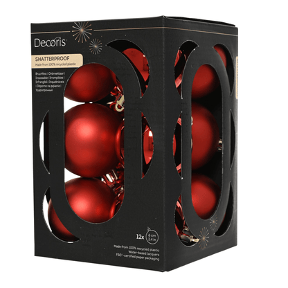 Christmas  -  KAEMIN 021627 PACK OF 12 RED BAUBLES 6CM  -  60487476