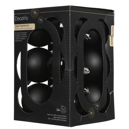 Christmas  -  Black Baubles Pack of 12 - 6cm  -  60487492