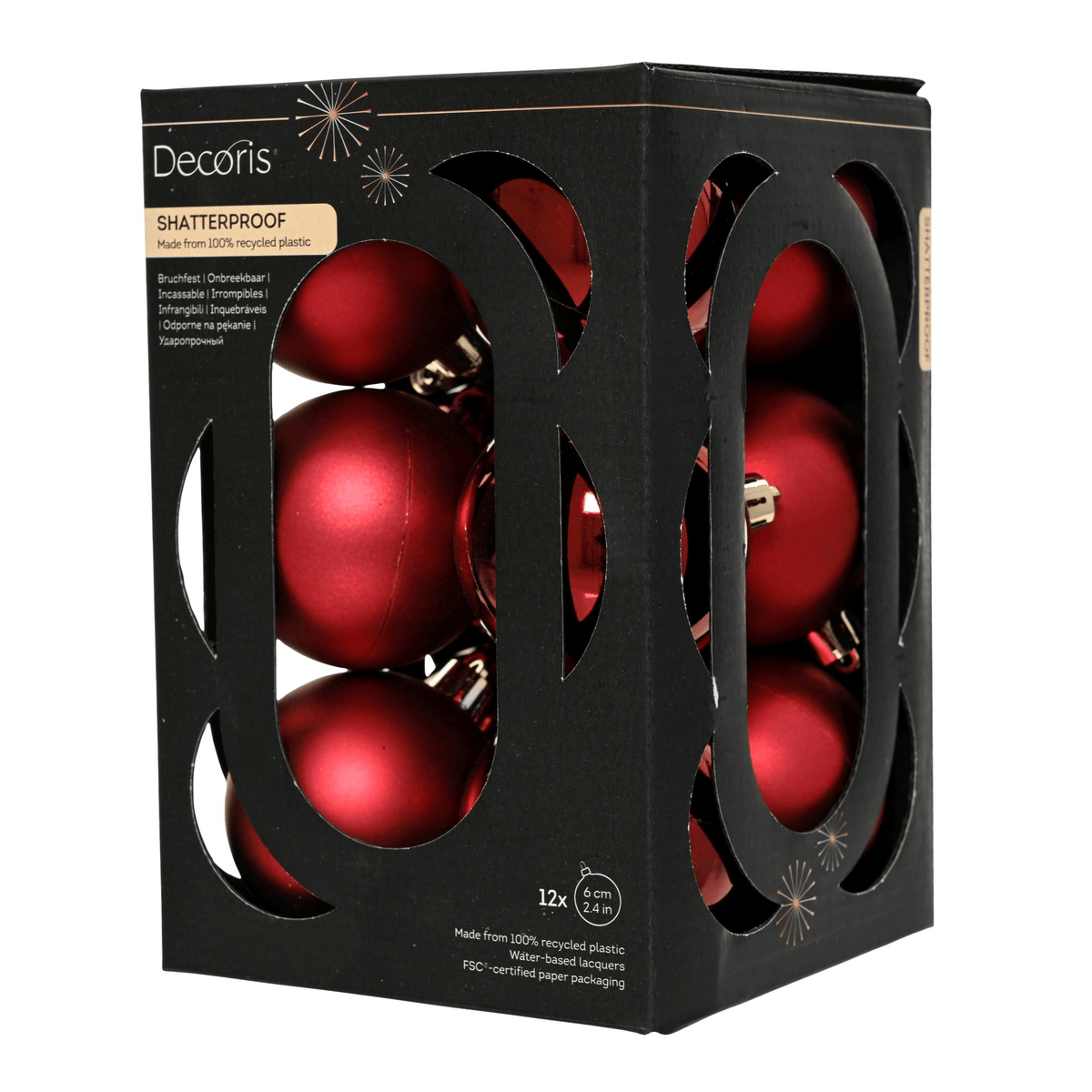 Christmas  -  Oxblood Baubles Pack of 12 - 6cm  -  60487478