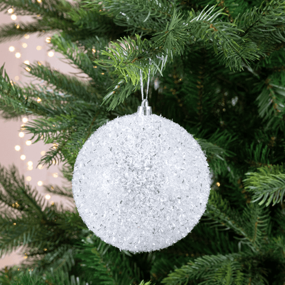 Christmas  -  White Ice Bauble - 10cm  -  60487495