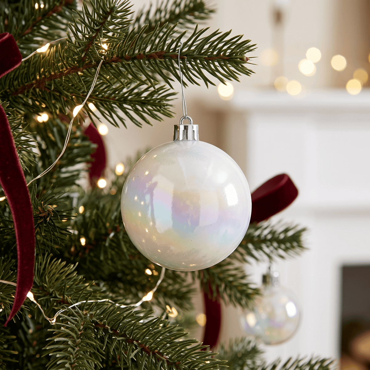 Christmas  -  White/Iris Baubles Pack of 6 - 8cm  -  60487493