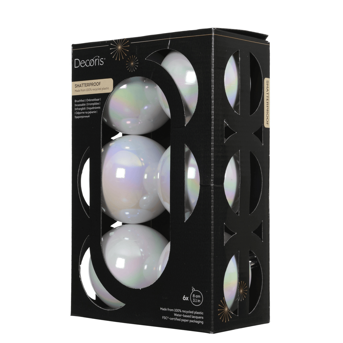 Christmas  -  White/Iris Baubles Pack of 6 - 8cm  -  60487493