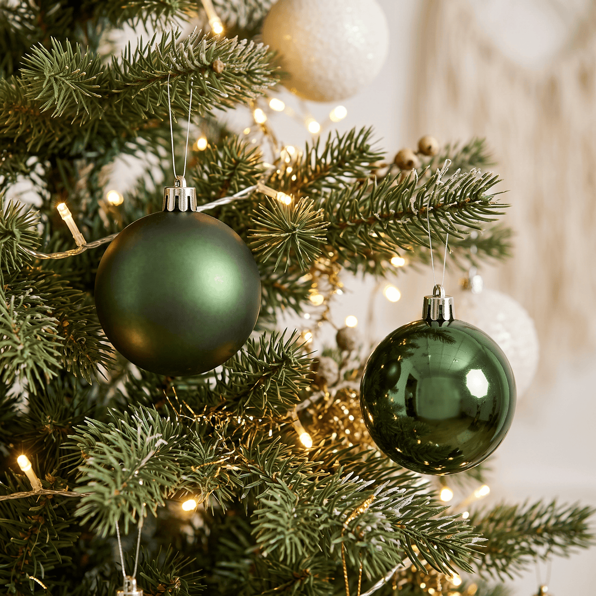 Christmas  -  Pine Green Baubles Pack of 12 - 6cm  -  60487482
