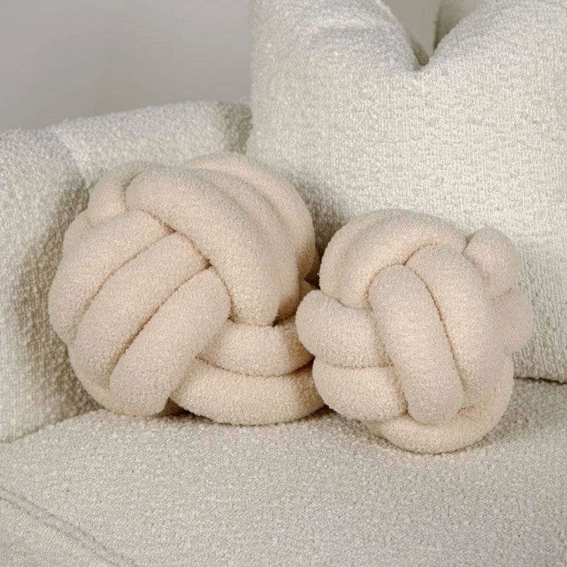 Homeware  -  Khaki Boucle Knot Ball Cushion - 19cm  -  60008210