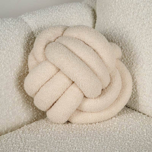 Homeware -  Khaki Boucle Knot Ball Cushion - 27cm  -  60008206
