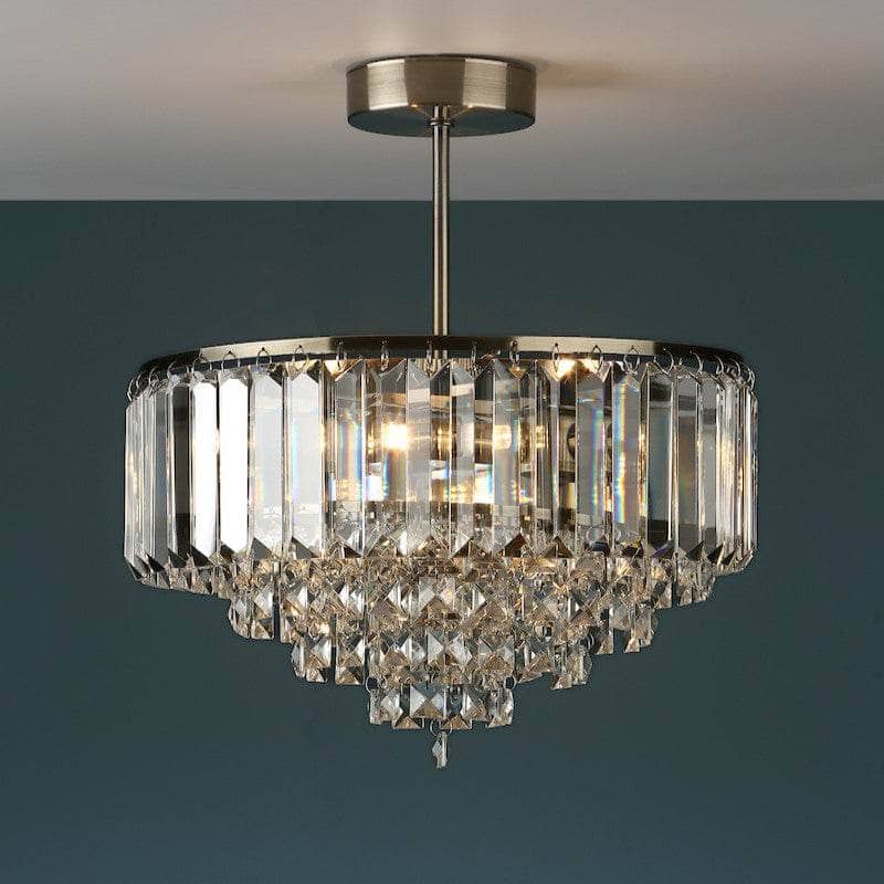 Lights  -  Laura Ashley Vienna Antique Brass Crystal 3 Light Chandelier Ceiling Light  -  60001065