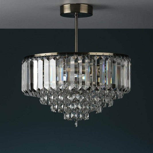 Lights  -  Laura Ashley Vienna Antique Brass Crystal 3 Light Chandelier Ceiling Light  -  60001065