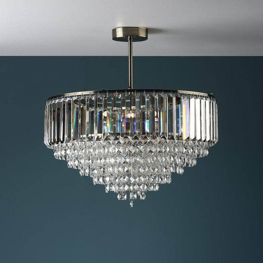 Lights  -  Laura Ashley Vienna Antique Brass Crystal 5 Light Chandelier Ceiling Light  -  60001064