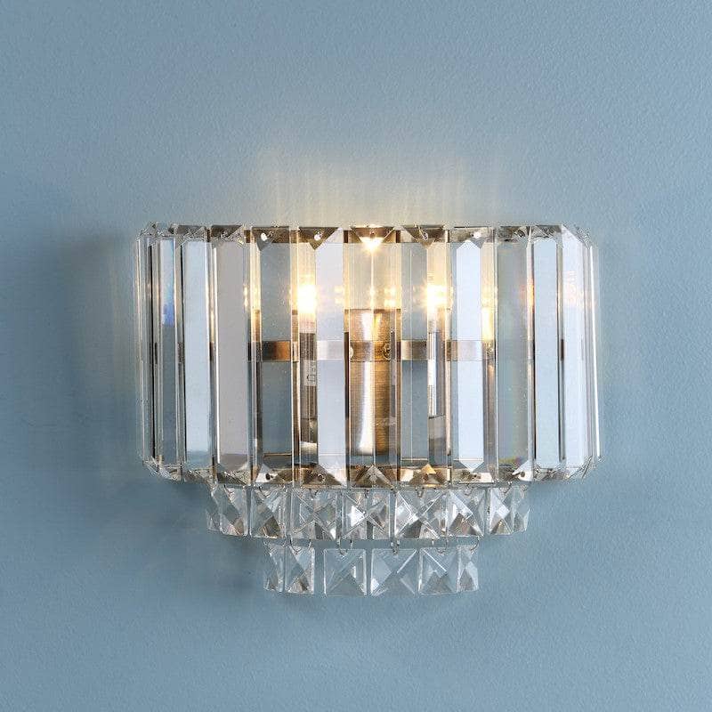 Lights  -  Laura Ashley Vienna Antique Brass Crystal Wall Light  -  60001063