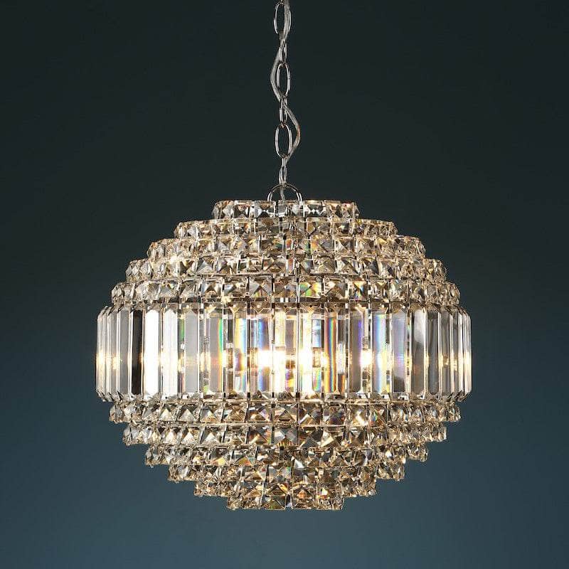 Lights  -  Laura Ashley Crystal & Polished Chrome 5 Light Orb Chandelier Ceiling Light  -  50155815