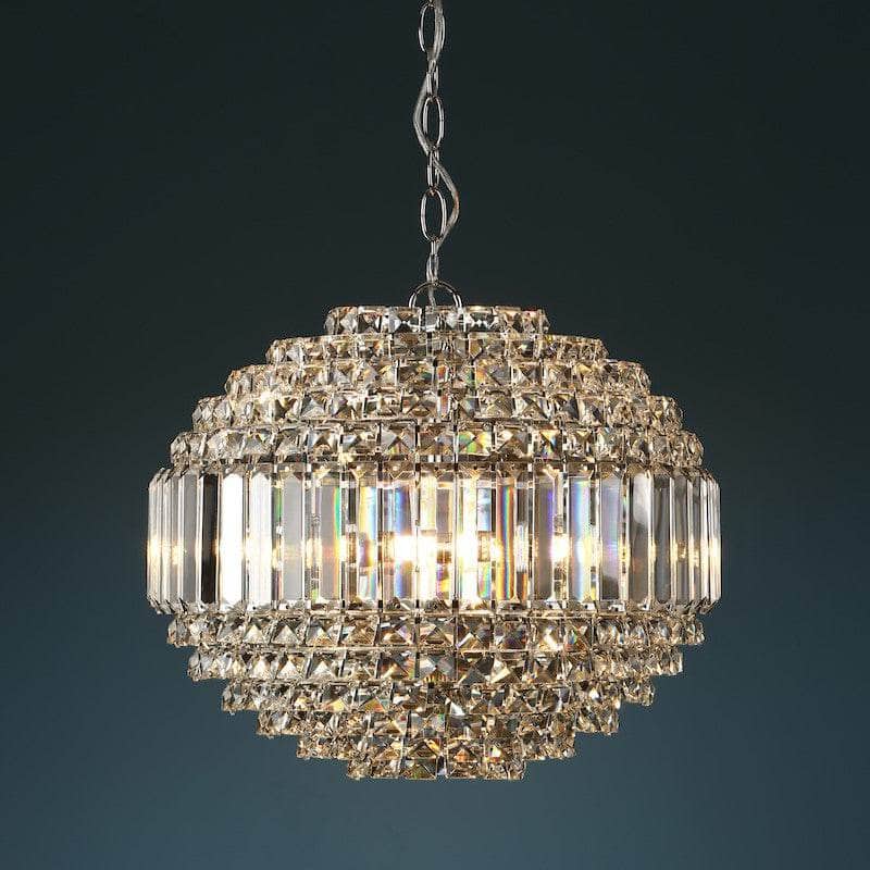 Laura Ashley Crystal & Polished Chrome 5 Light Orb Chandelier Ceiling