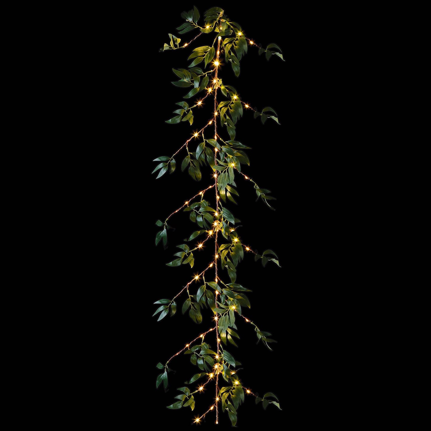 Christmas  -  Green Leaf Garland With Warm White Micro LEDs - 1.5m  -  60484029