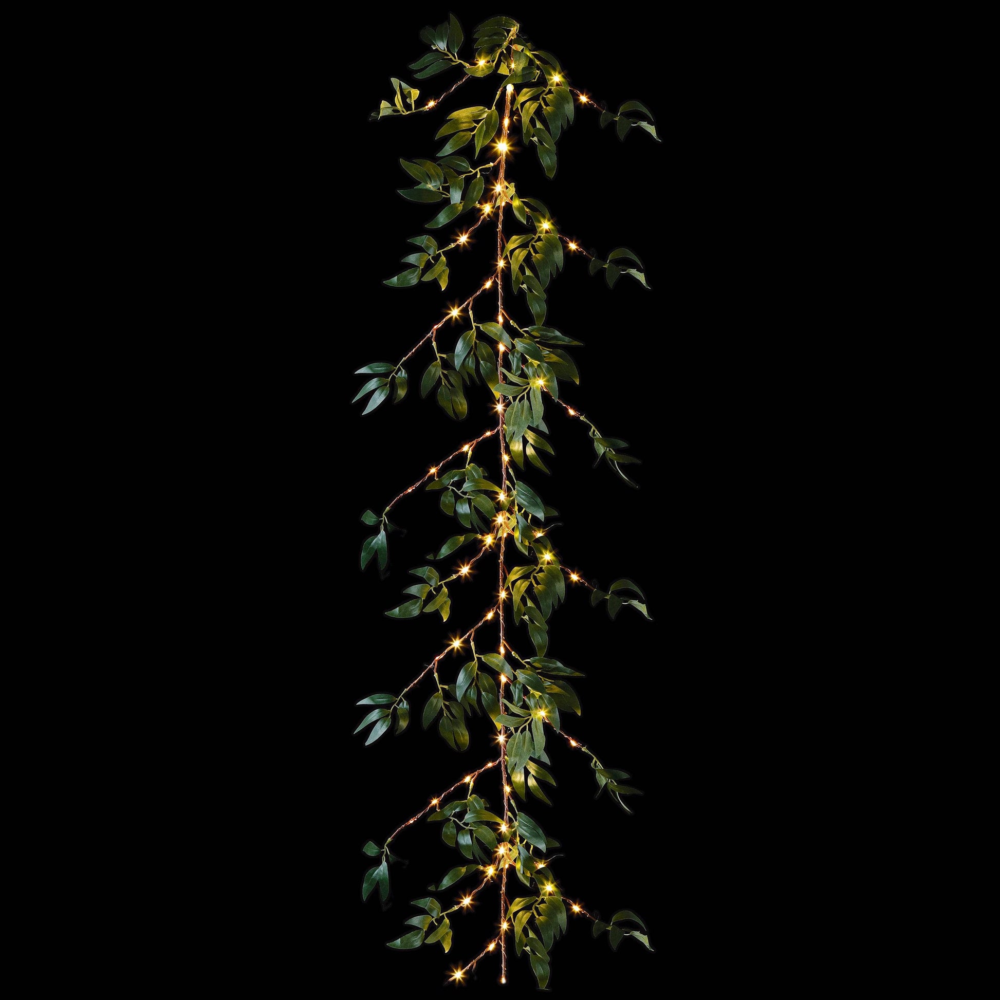 Christmas  -  Green Leaf Garland With Warm White Micro LEDs - 1.5m  -  60484029