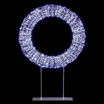 Christmas  -  Silver Table Top Wreath With White LED Lights - 45cm  -  60484039