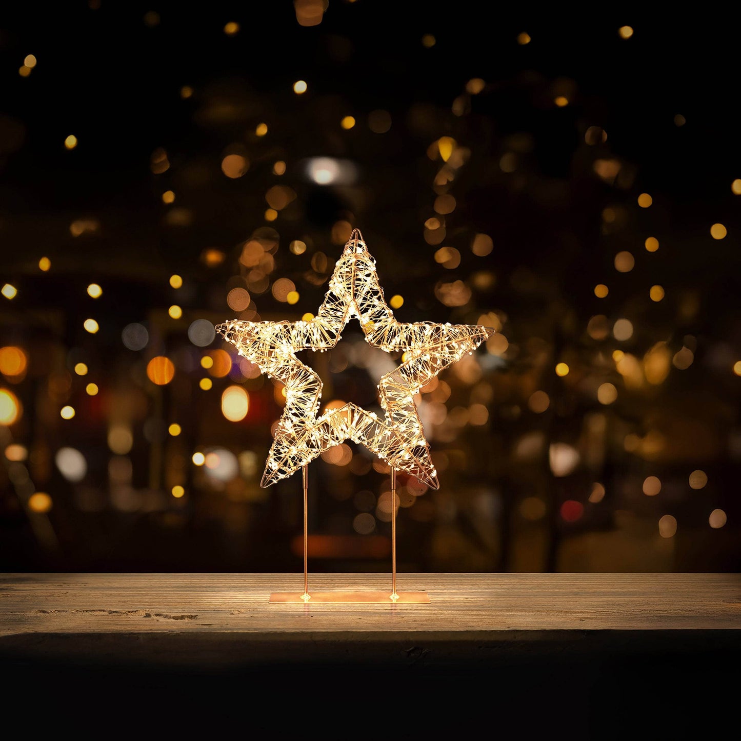 Christmas  -  Rose Gold Star Table Top LED Decoration - 45cm  -  60484041
