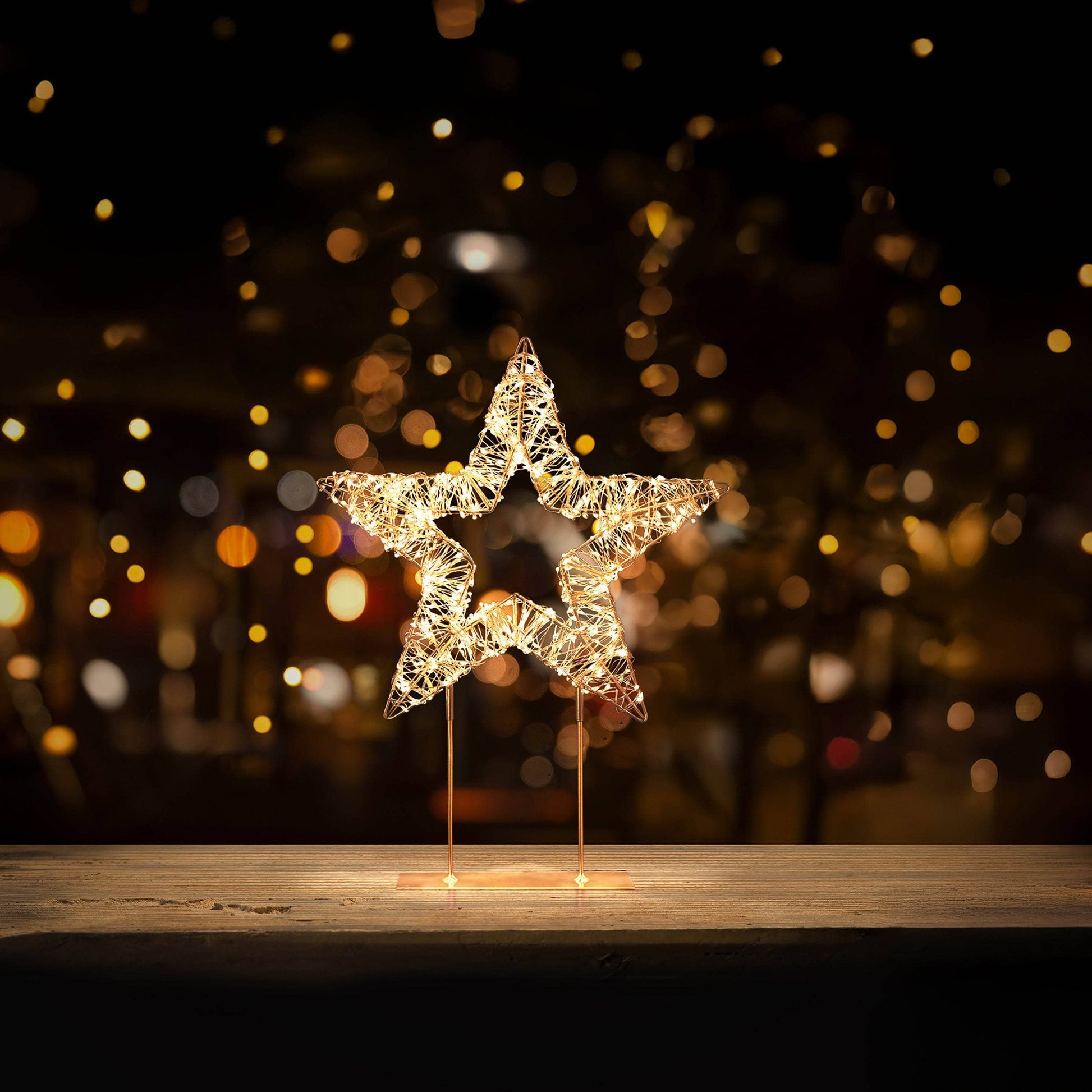 Christmas  -  Rose Gold Star Table Top LED Decoration - 45cm  -  60484041