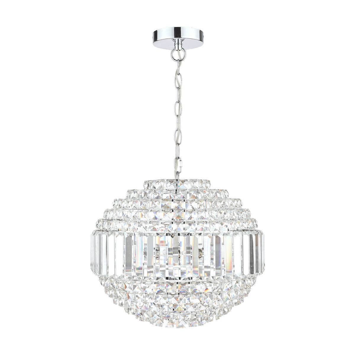 Laura Ashley Crystal & Polished Chrome 5 Light Orb Chandelier Ceiling