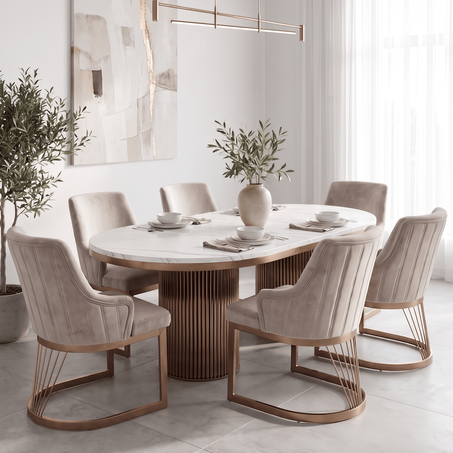 Furniture  -  Luca 2m Dining Table & 6 Chairs - Bronze  -  60485570