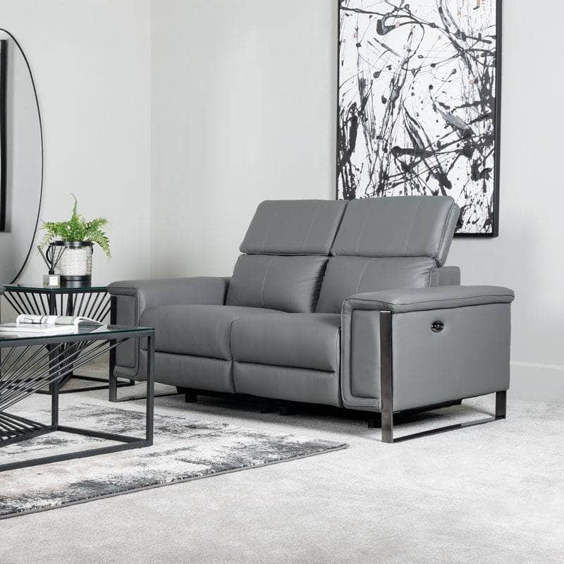 Furniture  -  Lucca 2 Seater Power Recliner Sofa - Grey  -  60008953