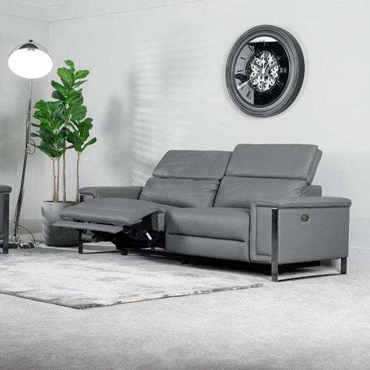 Furniture  -  Lucca 3 Seater Power Recliner Sofa - Grey  -  60008952
