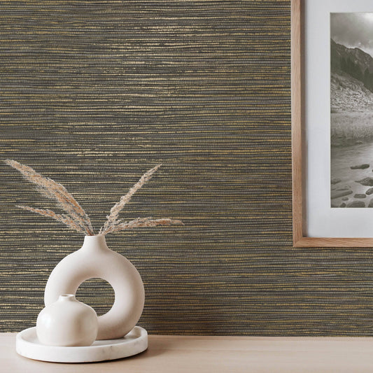 Wallpaper  -  Fine Decor Fusion Plain Charcoal Wallpaper - M1770  -  60011223