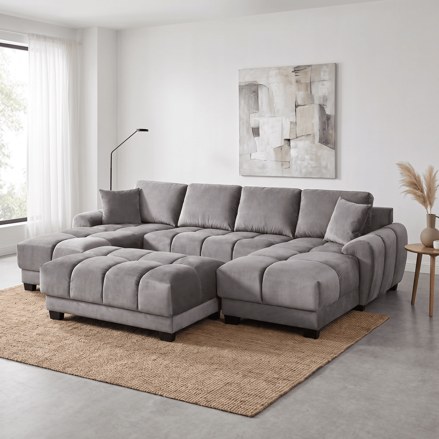Furniture  -  Maeve U-Shape Ottoman Sofa - Grey  -  60486574