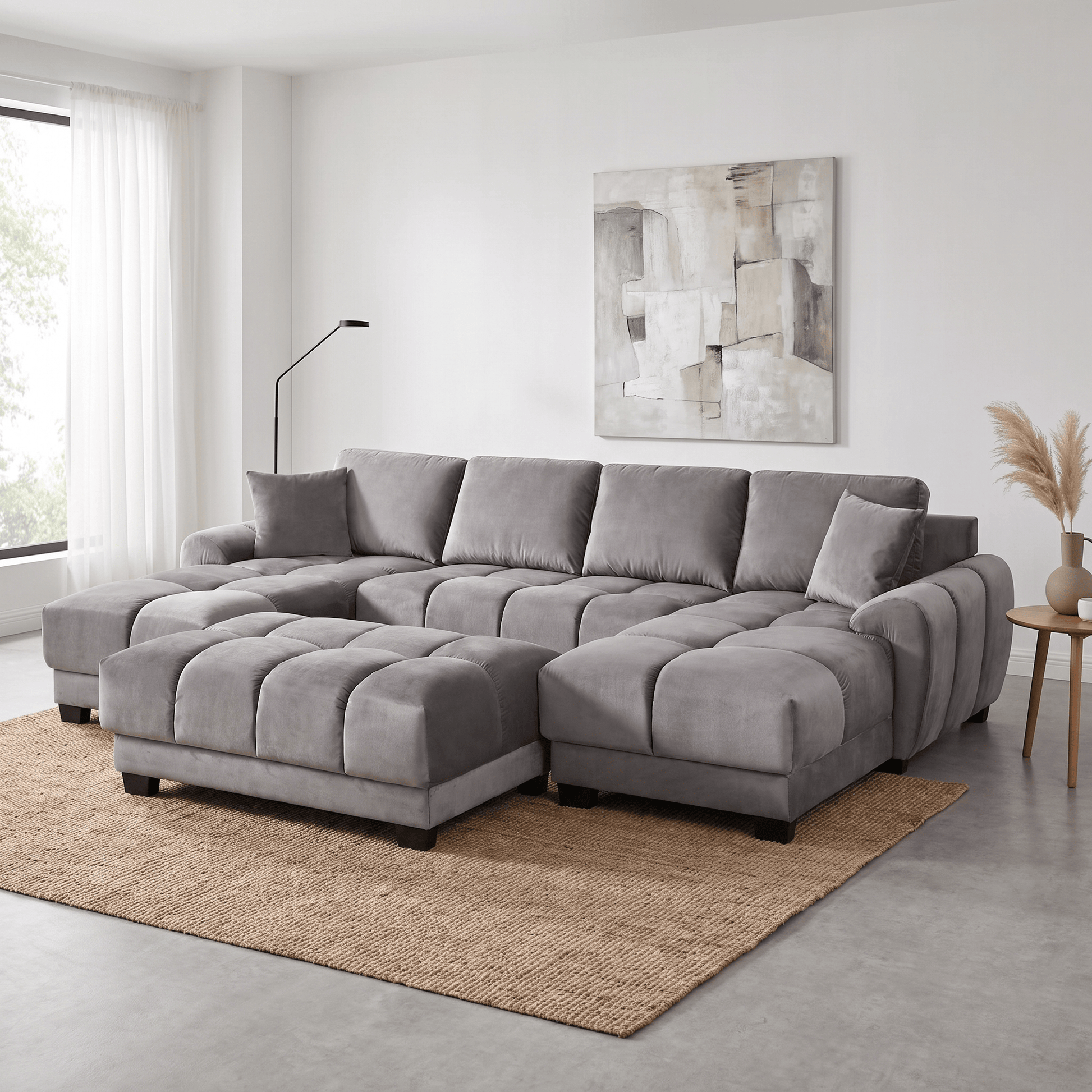 Furniture  -  Maeve U-Shape Ottoman Sofa - Grey  -  60486574