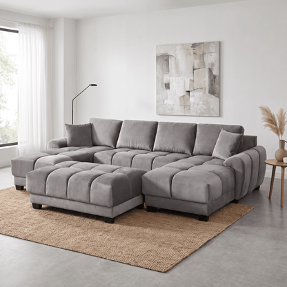 Furniture  -  Maeve U-Shape Ottoman Sofa - Grey  -  60486574