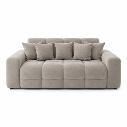 Maine 3 Seater Sofa Latte front view – modern neutral upholstered three seater sofa