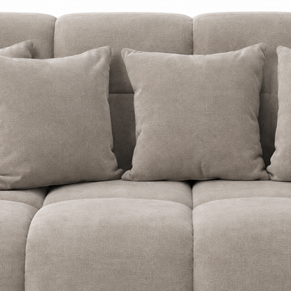 Maine 3 Seater Sofa Latte scatter cushions close-up – soft neutral fabric sofa cushions