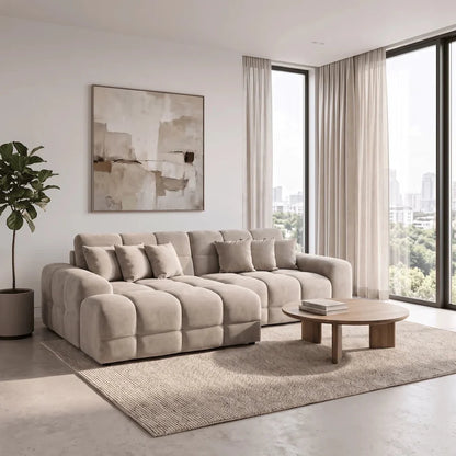 modern left hand facing latte corner sofa