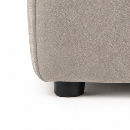 Maine Right Hand Facing Corner Sofa Latte foot close-up – black sofa leg and textured upholstery