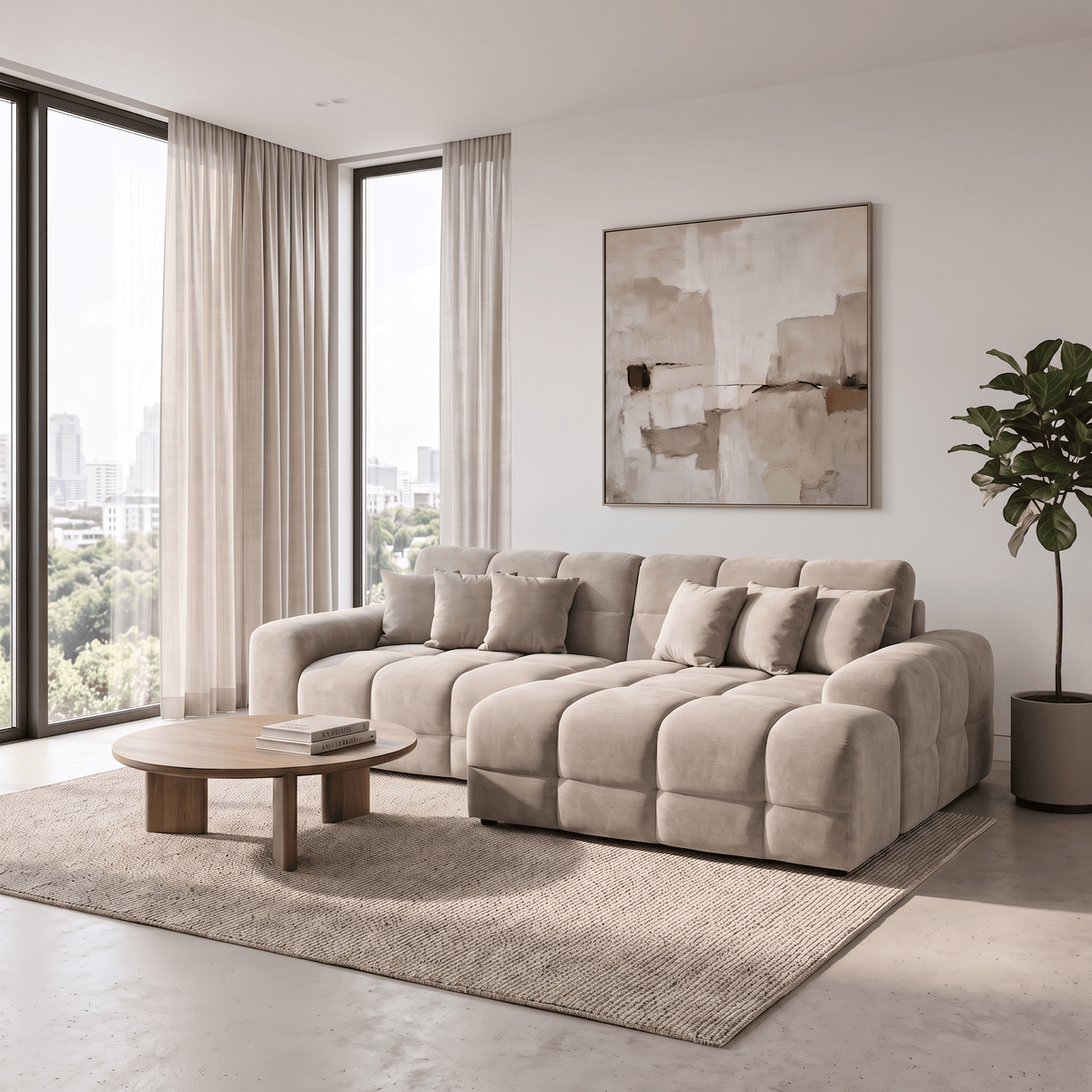 Furniture  -  Maine Right Hand Facing Corner Sofa - Latte (Special Order)  -  60487617