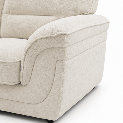 Margot LHF Chaise Sofa - White close up of rolled arm and textured fabric