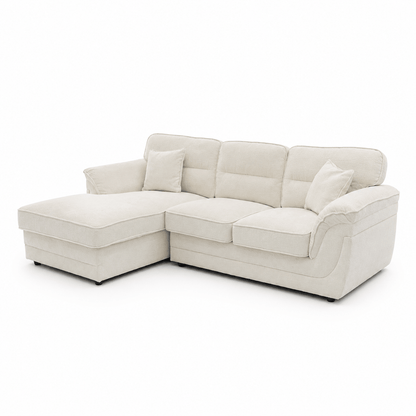 Margot LHF Chaise Sofa - White full product image with left hand facing chaise