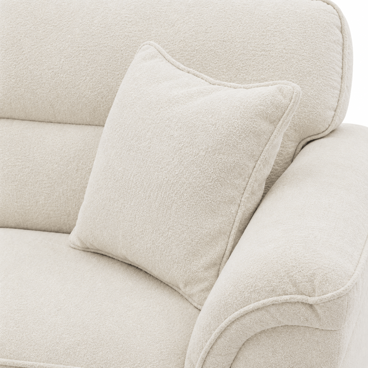 Margot LHF Chaise Sofa - White scatter cushion and soft upholstery detail