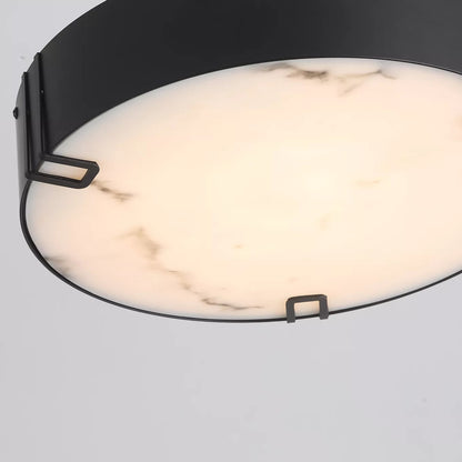 Marmo LED Black & Marble Resin Flush Ceiling Light