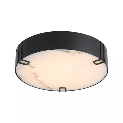 Marmo LED Black & Marble Resin Flush Ceiling Light