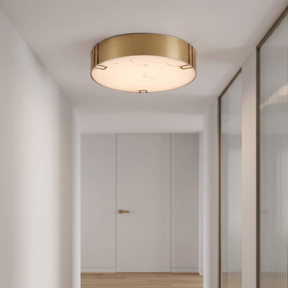 Marmo LED Gold & Marble Resin Flush Ceiling Light
