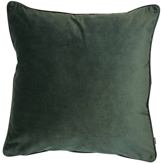 Homeware  -  Matt Velvet Cushion With Piping - Pine Green  -  60010246