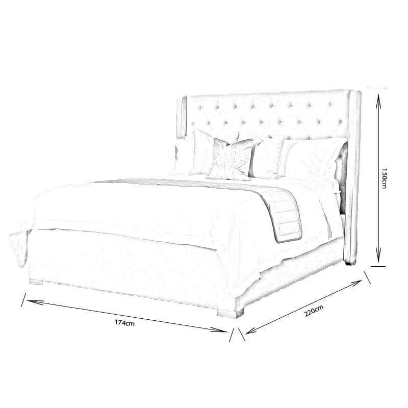 Furniture  -  Mayfair King Size Fabric Bedframe - Silver  -  50155281