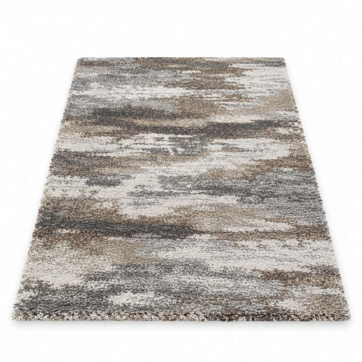 Mehari Green Cloud Rug full view contemporary abstract area rug in green grey cream and brown