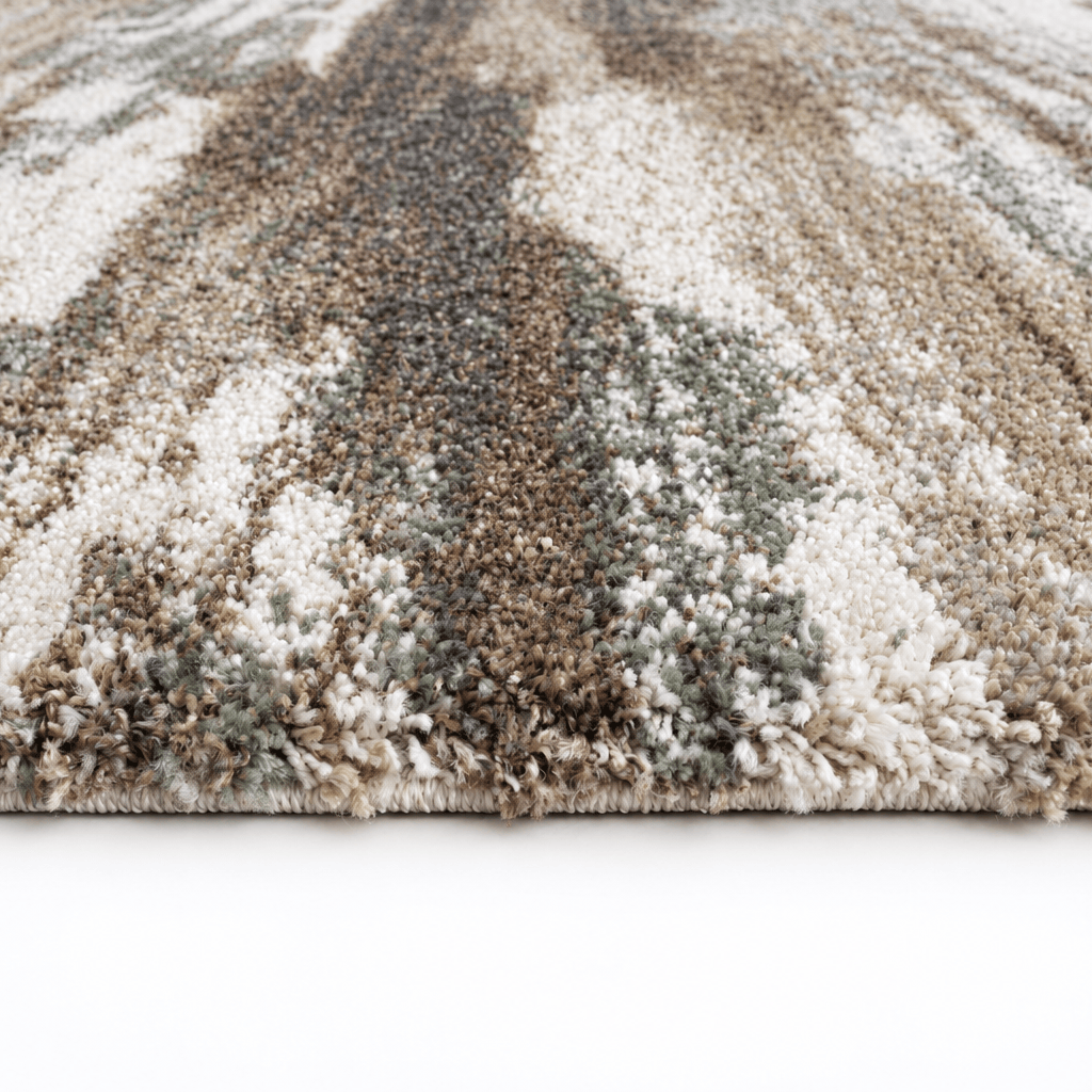 Mehari Green Cloud Rug close-up showing soft textured pile and multicoloured abstract design