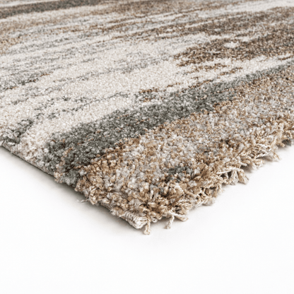 Mehari Green Cloud Rug corner detail showing thick plush pile in green cream and taupe