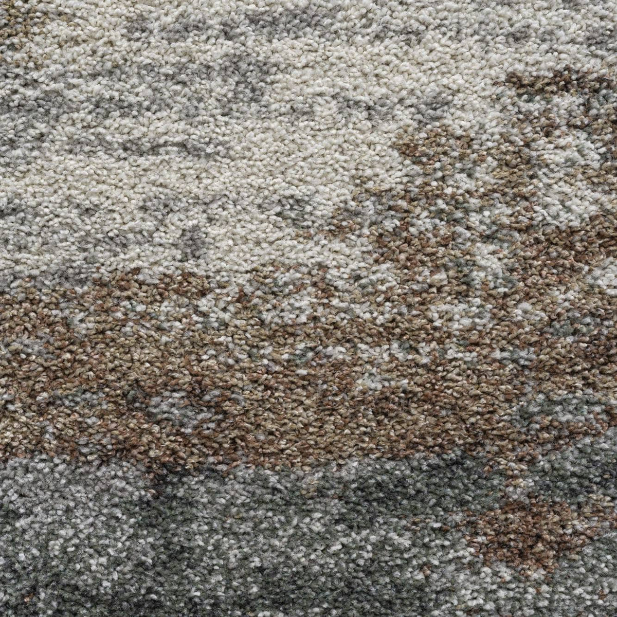 Mehari Green Cloud Rug detailed abstract pattern in green grey taupe and cream