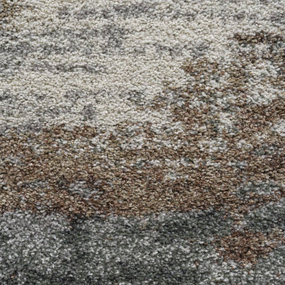 Mehari Green Cloud Rug detailed abstract pattern in green grey taupe and cream