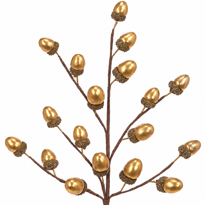 Metallic Gold Acorn Spray 61cm close-up decorative gold acorns for Christmas trees and garlands