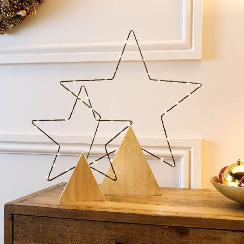 Christmas  -  Micro LED Frame Plywood Star - 30cm  -  60008560