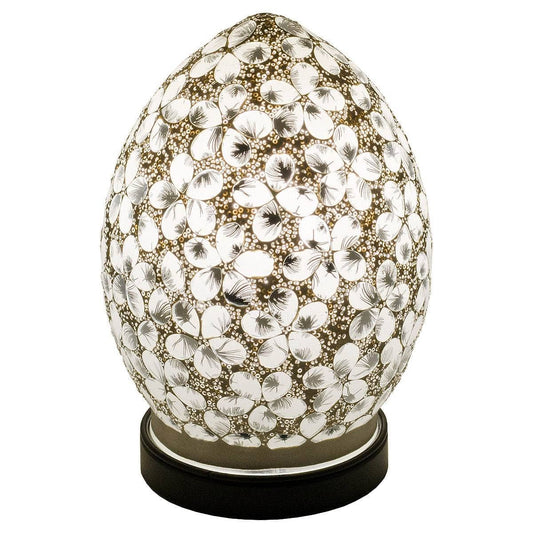 Homeware  -  Mini Mosaic Glass Egg Lamp - White Flower  -  50153425